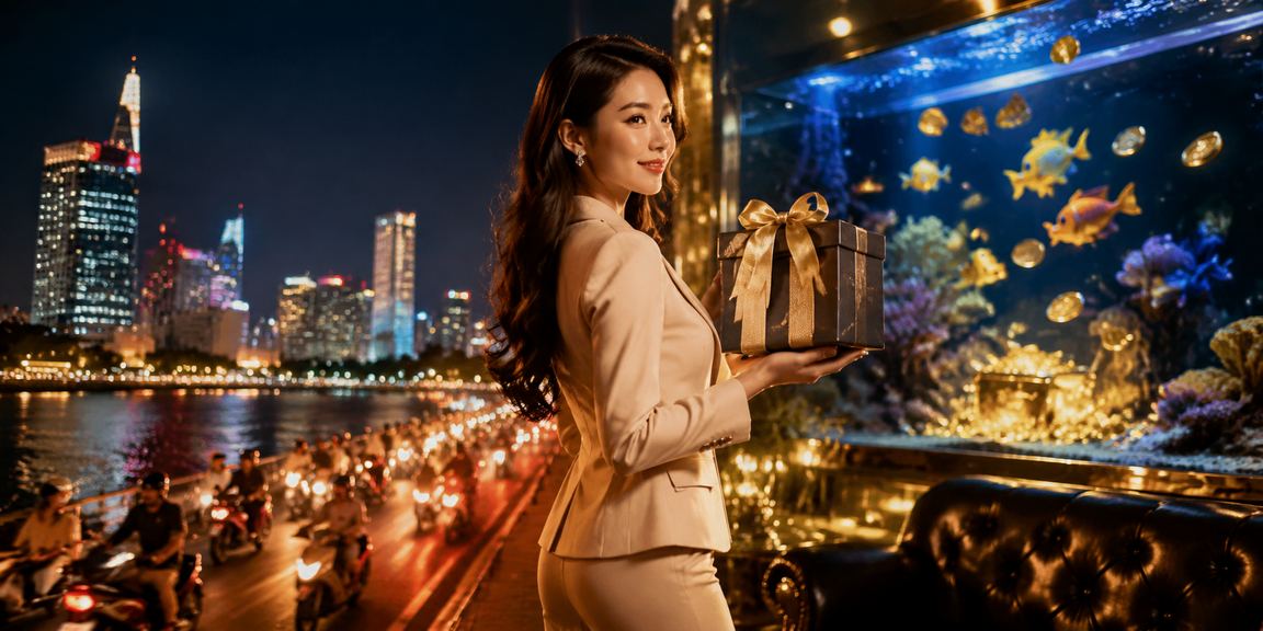 Người chơi VIP trải nghiệm casino neon sôi động tại TP. Hồ Chí Minh ban đêm